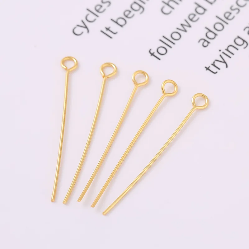 50 teile/los 18K Gold Überzogene Messing Auge Pin/Kugelkopf Pin/Flachkopf Pin Liefert Für Ohrring schmuck Handwerk Machen DIY Zubehör