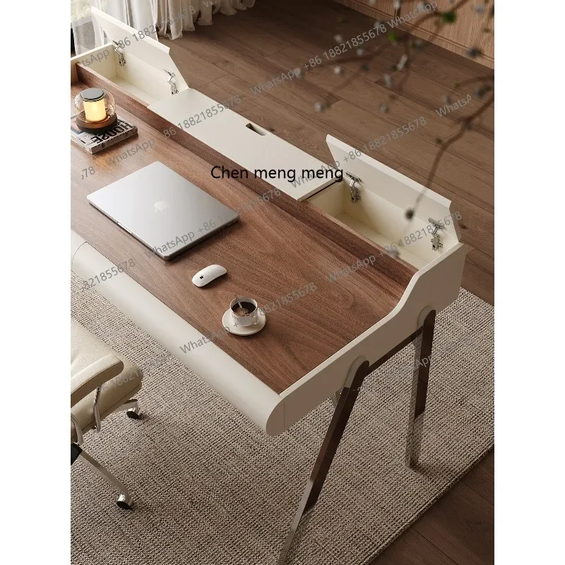 مكتب A139 غرفة نوم منزلية إيطالية بسيطة وغرفة معيشة بسيطة من خشب الجوز ومكتب كمبيوتر فاخر بجانب السرير #5