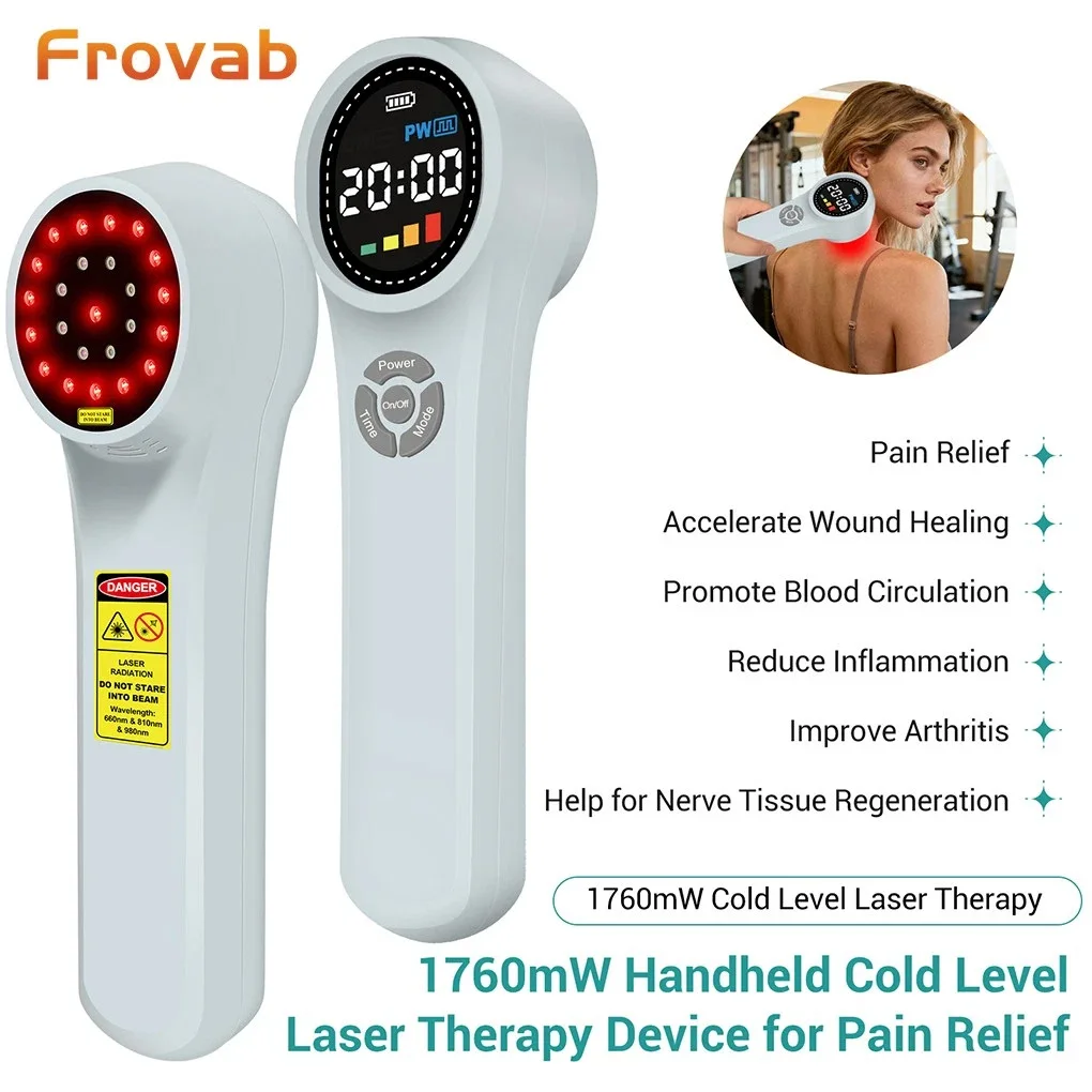 

1760mW Class IV Cold Laser Therapy Device LLLT Red Light NIR Therapy for Deep Pain Relief Muscle Recovery Anti-Inflammation