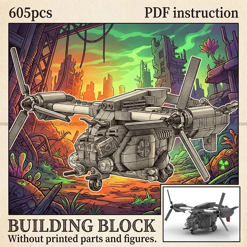 

Falowt DIY Military Army Plane Helicopter Hybrid Construction Set Building Bricks Toy