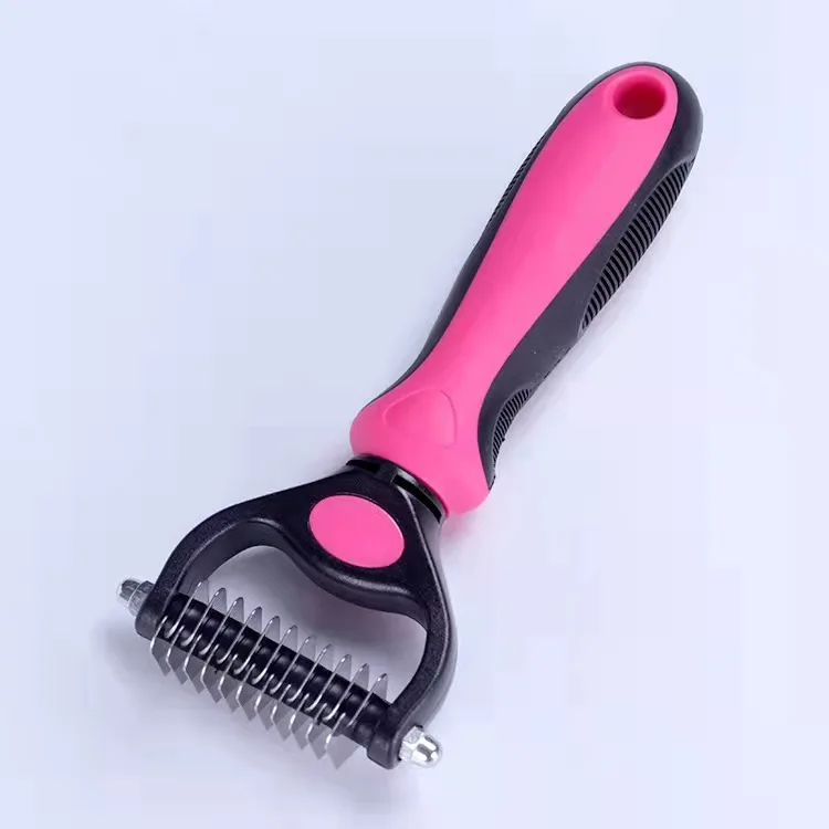 Pet Grooming Brush - Double Sided Shedding And Hair Removal Bottom Coating Rake Comb For Dogs And Cats