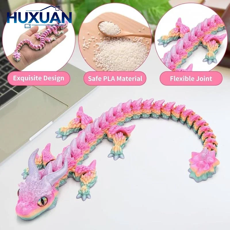 30cm 3D Printed Dragon Crafts Gift Movable Joints Articulated Dragon Desktop Ornament Home Office Decor Fidget Adults Kids