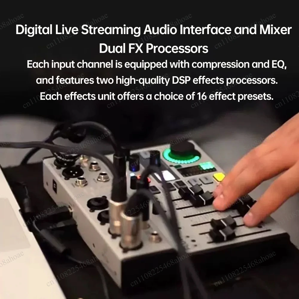 8‑Channel Portable Digital Audio Mixer, USB Bluetooth Audio Interface Sound Card For Live Stream Podcast & Studio Recording