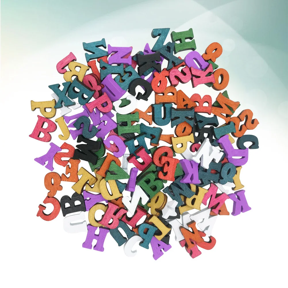 

100 pcs 15Mm Mixed 26 English Letters Wooden Chips Colorful Smooth Sand Finished Diy Craft Supplies Kids Educational Tools Party