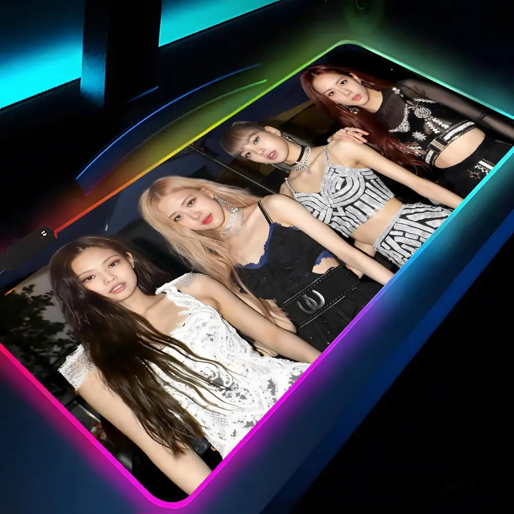 Kpop-BLACKPINks Mouse Pad Rgb Xxl Laptop Mat Gaming Mousepad tastiera retroilluminata Gamer Girl Table Pad scrivania