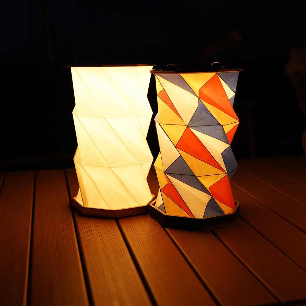 Vintage Portable Camping Lights USB Rechargegable Stepless Dimming Night Light Warm Lighing Foldable Paper Outdoor Desk Lamp