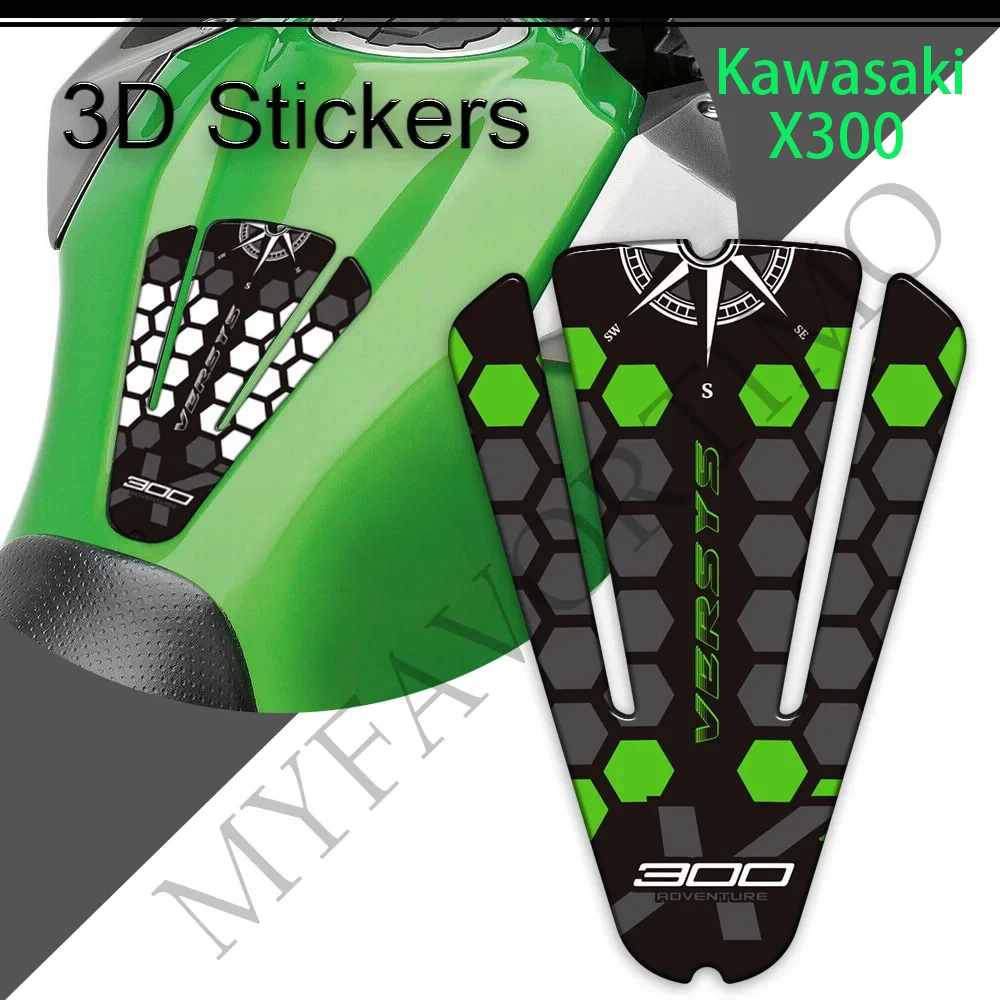 

For Kawasaki Versys X 300 X300 Versys-X Motorcycle Gas Fuel Oil Kit Knee Protector Tank Pad Grips Stickers Decals