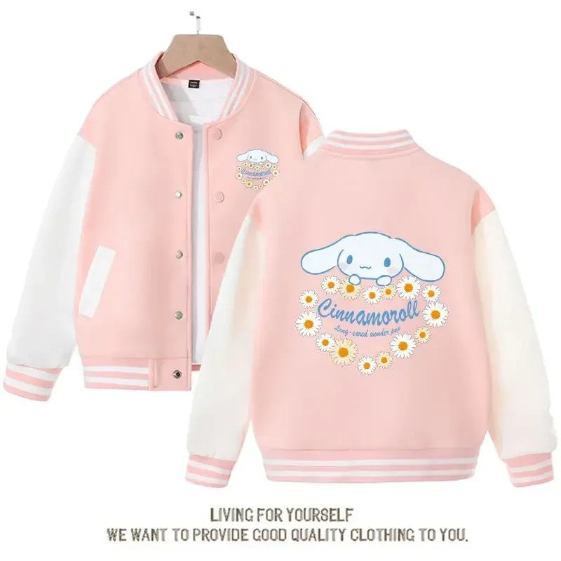 Odzież wierzchnia Sanrio Kawaii płaszcz dla dziewczynek Cute Cartoon damski płaszcz nowy w outwears Cinnamoroll wiosna i jesień nowe dzieci