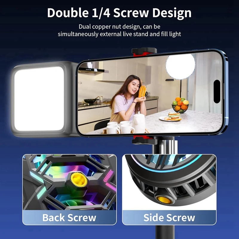 Охладитель для сотового телефона со встроенной подсветкой, перезаряжаемый охладитель радиатора для смартфонов для игр, прямой трансляции видео