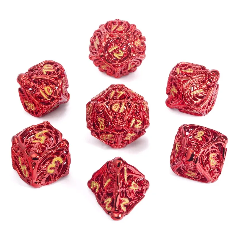 

Polyhedral DND Dice Hollow Skull Metal Dice Set for Dungeons and Dragons RPG Games