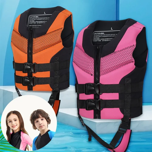 Imagen 2 del producto Chaleco salvavidas para jóvenes, niños y niños pequeños, traje de baño de neopreno rosa o naranja, flotador de seguridad