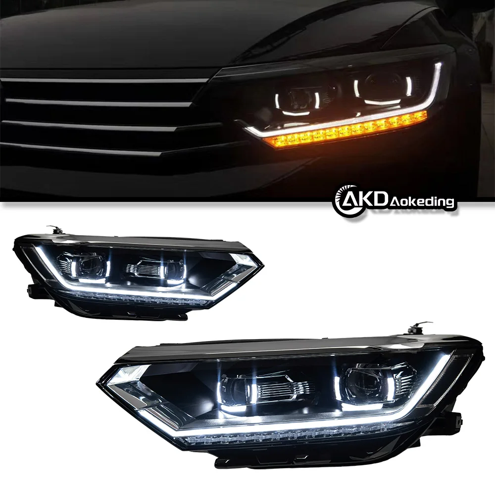 AKD Car Lights for VW Passat B8 LED Headlight Projector Lens 2016-2019 Magotan Headlights DRL Head Lamp Angel Eye Accessories