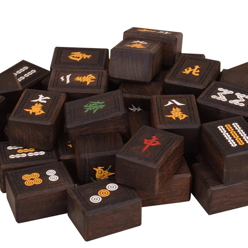 Black Rosewood Mahjong Set 37.5*28**215mm High Quality 144pcs Mahjong Tiles Sparrow Chinese Funny Family Table Board Game