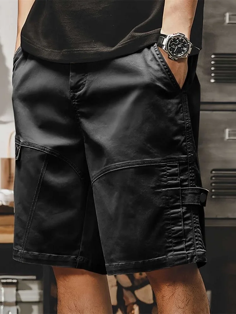 

Summer Men's Casual Cotton Work Shorts Wear-Resistant Loose Straight Leg Five-Quarter Length Fashionable Utility Style