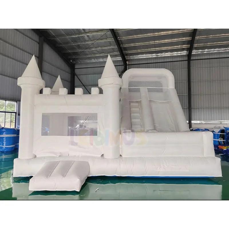 Wholesale Kids Moonwalk White Bounce House with Ball Pit and Slide White Wedding Jumper Bouncy Castle Inflatable Bouncer
