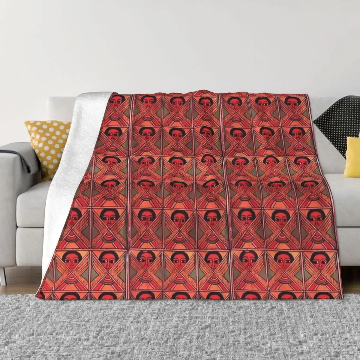

EBaby Blanket Thiopian Painting Art Africa Plaid Fleece Decoration Vintage Warm Soft Babe Carpets For Home Bedroom Bedspreads