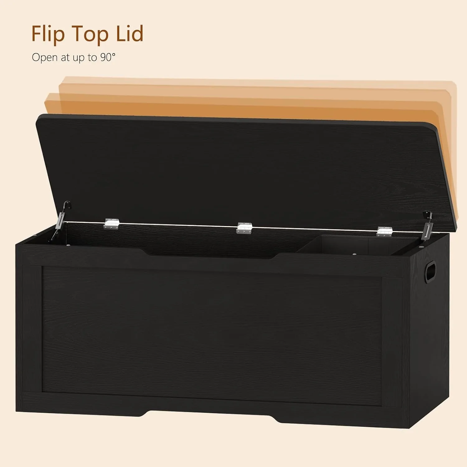 47.2" Large Storage Chest with Fabric Drawer, Toy Box with Safety Hinges, Extra Wide Storage Bench for Bedroom, Living Room, Entryway, Supports 300 lb view 5