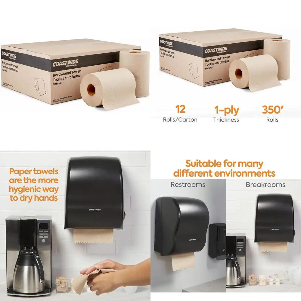 

Eco-Friendly Single-Ply Recycled Paper Towels, 350 Sheets, 12 Rolls, Natural, Universal Dispenser Fit