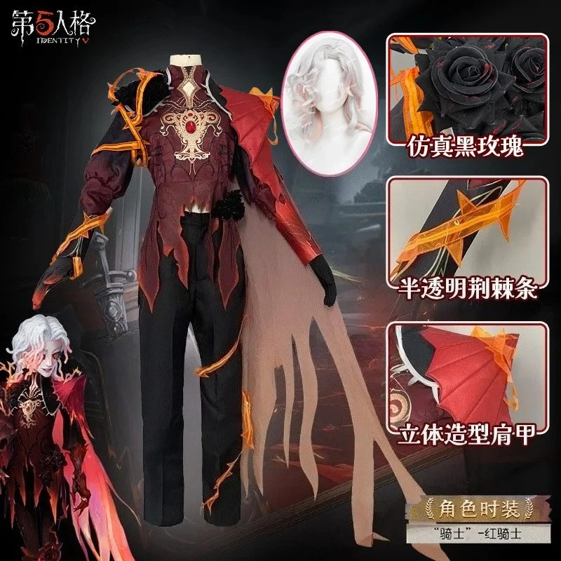 Juego Identity V Caballero Rojo Cosplay disfraz Richard Sterling Cosplay uniforme peluca conjunto traje de Halloween para hombres y mujeres