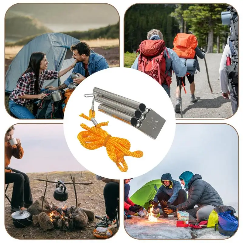 Camping Pfeife Schiedsrichter Pfeife Sicherheits pfeifen mit Lanyard High Pitch drei Röhren für Outdoor-Wandern Camping Angeln Sport