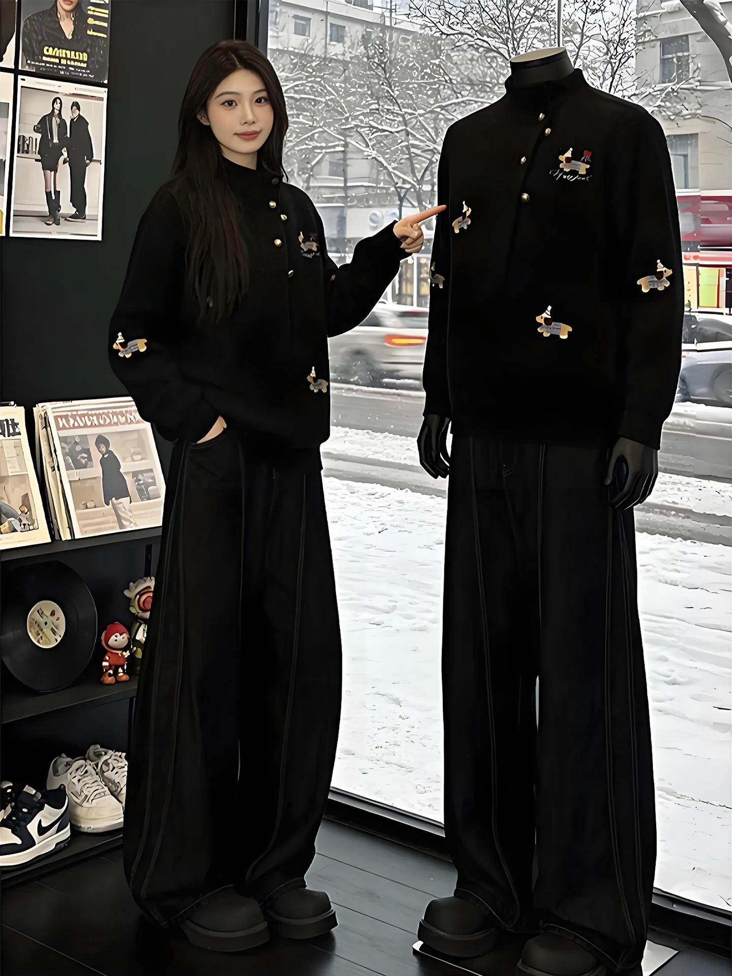 

Мужской вязаный свитер с высоким воротником, зимний, повседневный, с принтом «дойческая сосиска», свободного кроя, длинный рукав