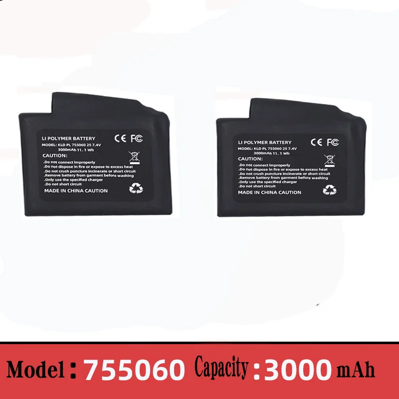 1-8 Uds guantes calentados batería 7,4 V 3000mah batería de polímero de litio para chaleco calefactor, calcetines, batería de calor anticongelante de invierno