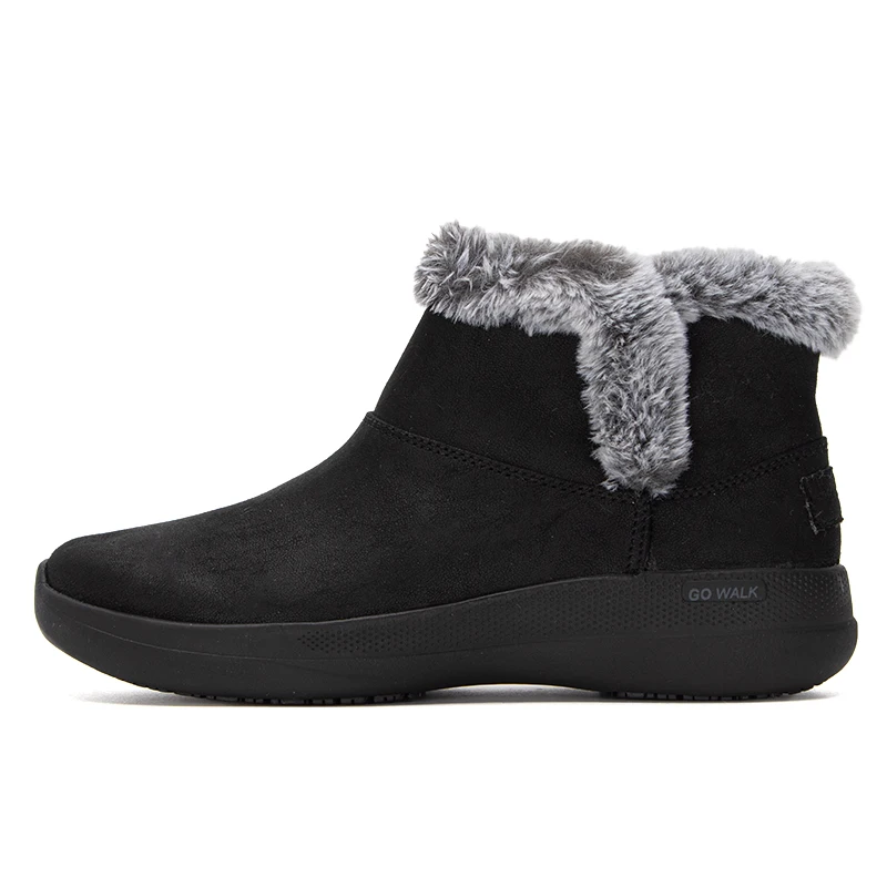 

Skechers Women's Shoes Black Slip-On Fleece-Lined Warm Cotton Shoes Short Boots Mid-High Top Snow Boots 144660-Bbk