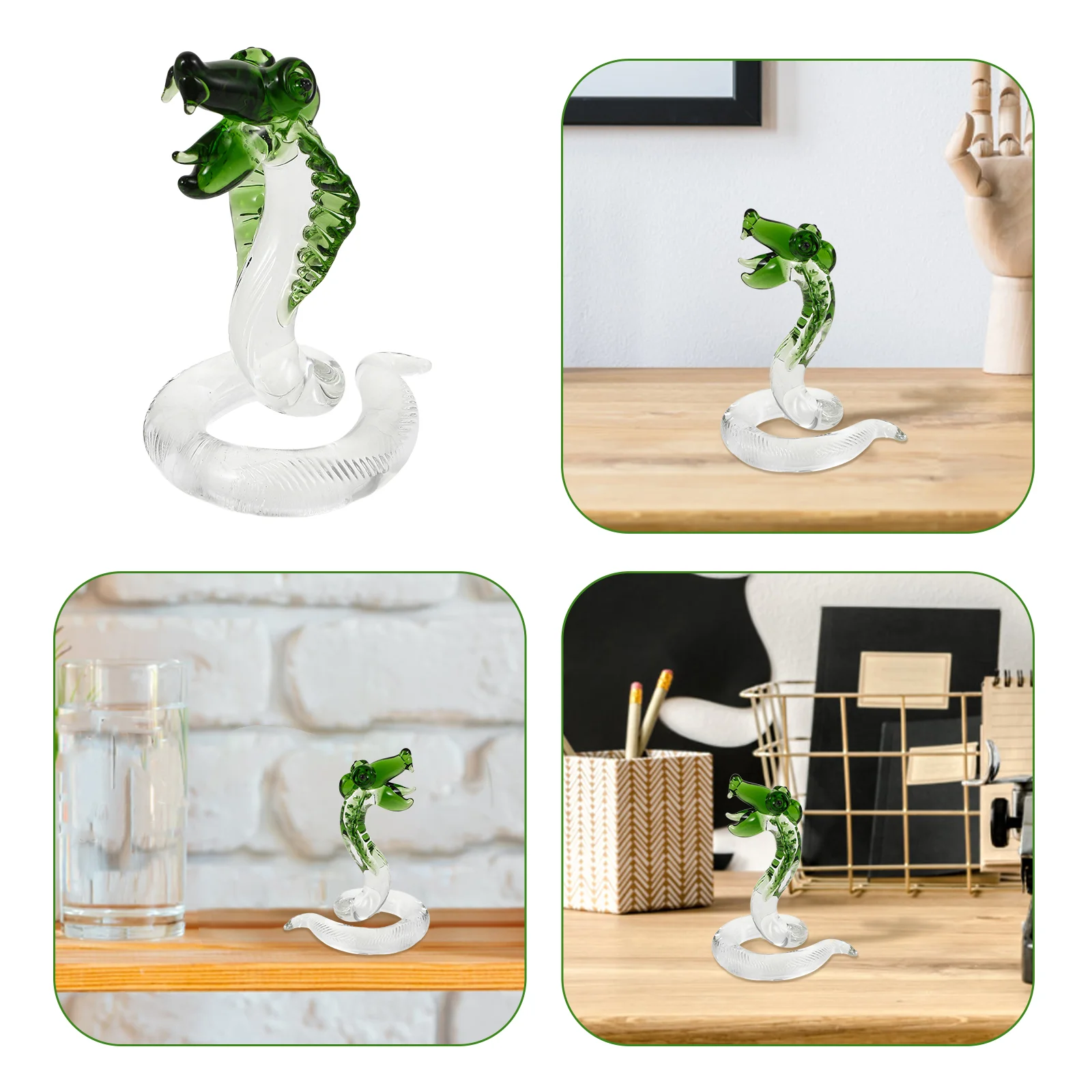 Animal Snake Ornaments Office Whisk Broom Decor Glass Artificial Plants Indoor Figurines