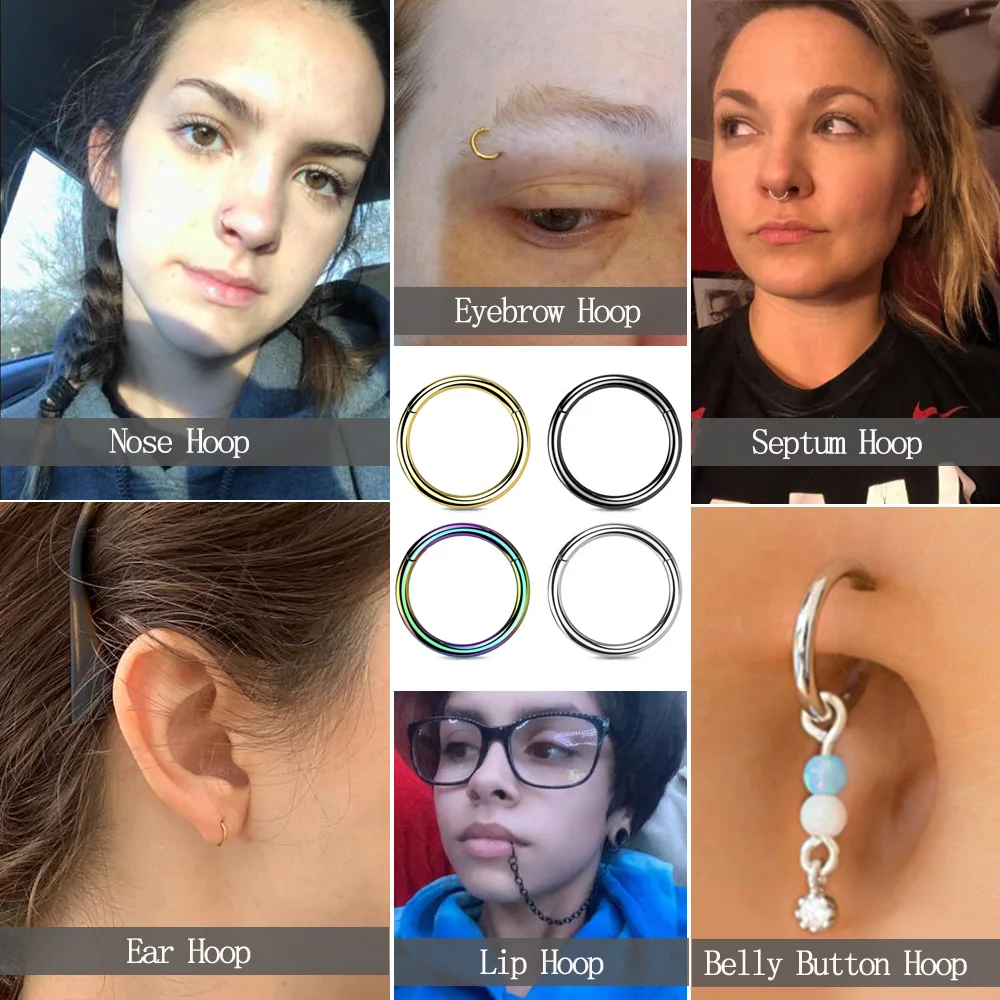 Chirurgenstahl Kleine Nasenringe Körperclips Hoop 16G 18G 20G Tragus Septum Knorpel Piercing Schmuck Für Frauen Männer Mädchen Geschenk