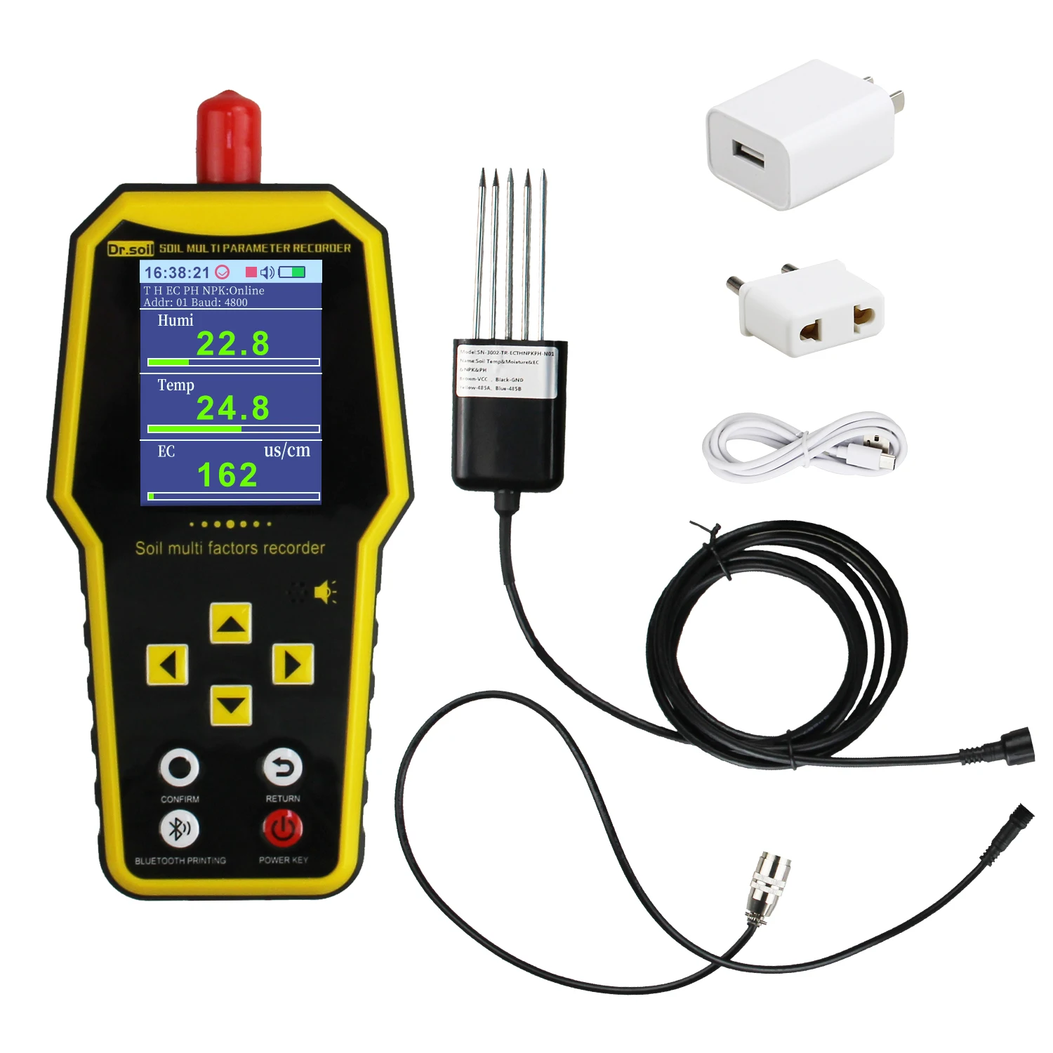 7in 1 Agriculture Soil NPK/PH/EC Analyzer Moisture nutrient Sensor Soil Tester with Portable Handheld LCD Display