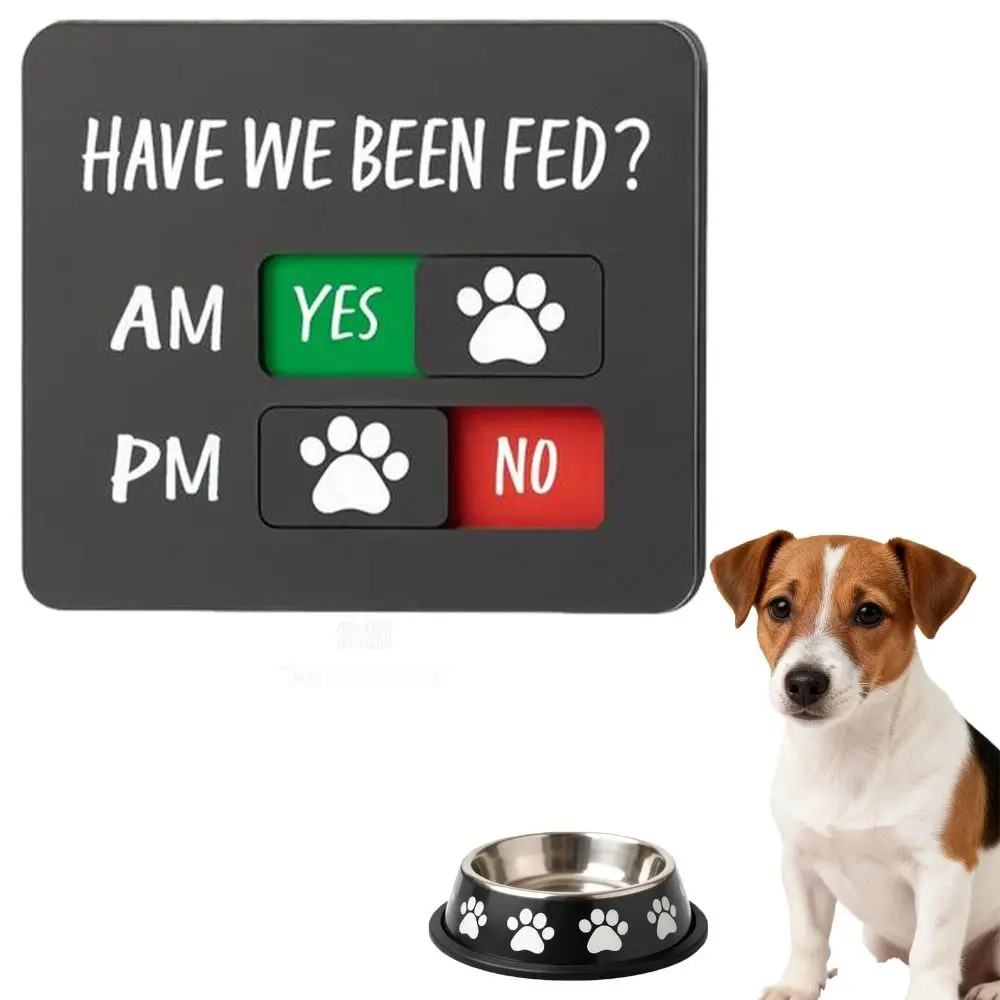 

Magnet Included Pet Feeding Reminder Sign AM PM Indicator Acrylic Material Pet Feed Tracker Slider Design Yes No Option