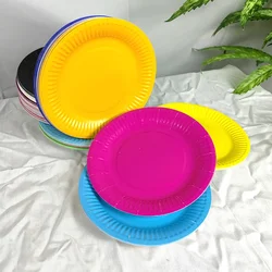 10 PCS Solid Color Disposable Paper Tray Eco-friendly Cardboard Diameter 18cm High Quality White Cardboard Handmade ProPs