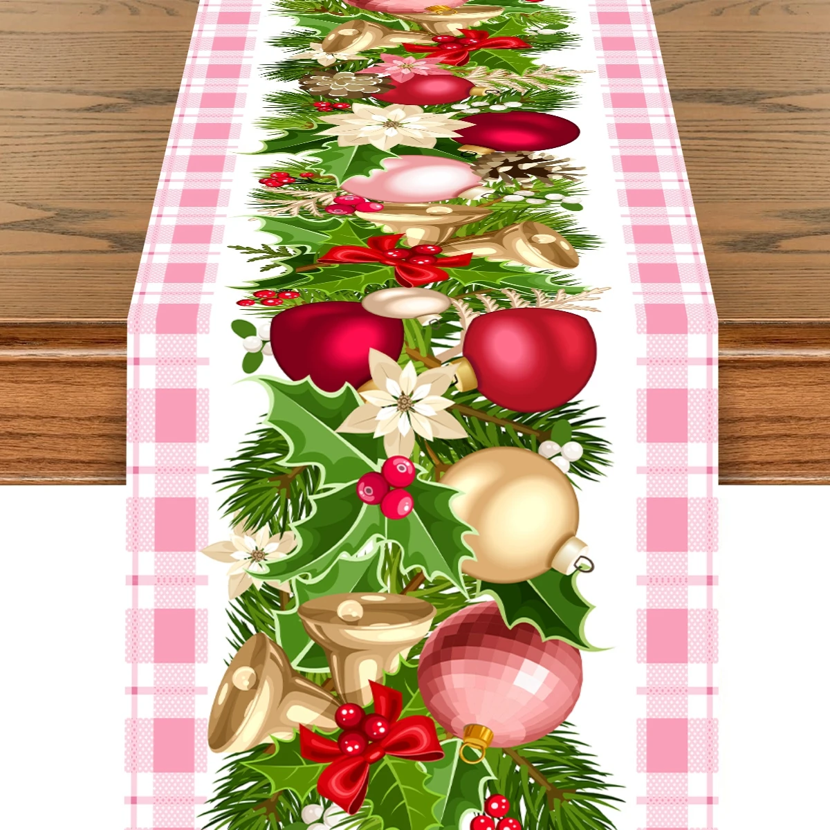 Christmas Table Runner Red Black Plaid Pattern Table Cover 2024 Merry Christmas Decorations for Home 2025 New Year Tablecloth