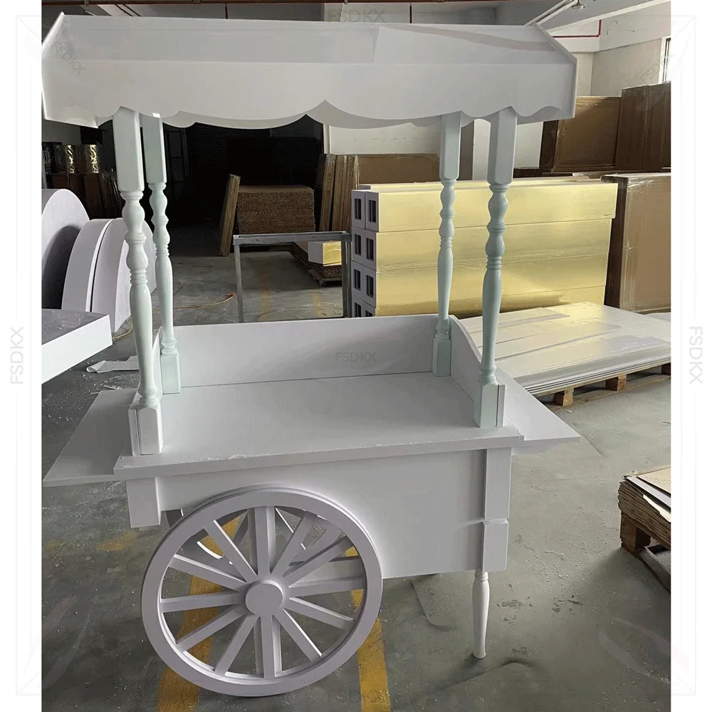 FSDKX Customized Wedding Children Christmas Dessert Party Decoration Flower Cardboard Candy Carts With Wheels
