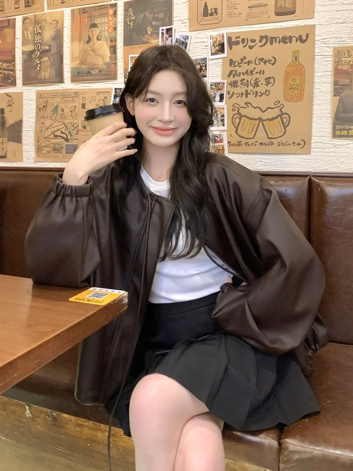 

Женские куртки, осенняя одежда, женская искусственная кожа с подкладкой на молнии, повседневная корейская теплая зимняя уличная одежда с отложным воротником и пуговицами