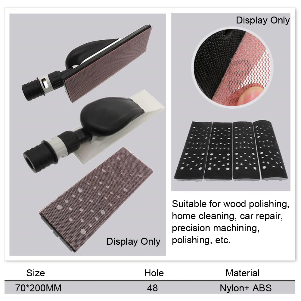 200 x 70 mm Blok szlifierski Próżniowa szlifierka ręczna Gąbka bezpyłowa z 4 wymiennymi nakładkami do polerowania drewna Naprawa samochodów