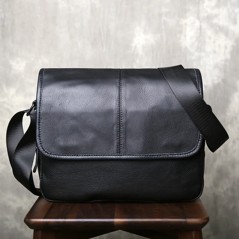 

Men's Retro Genuine Leather Shoulder Crossbody Bag Leather Casual Handmade iapd Korean Edition Horizontal Pstman Men's Bag