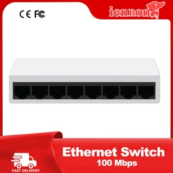 IENRON-Link Mini Network Switch 8 Port 100 Mbps Fast Ethernet Switch with Vlan Power Supply for Ip Camera/wifi Route