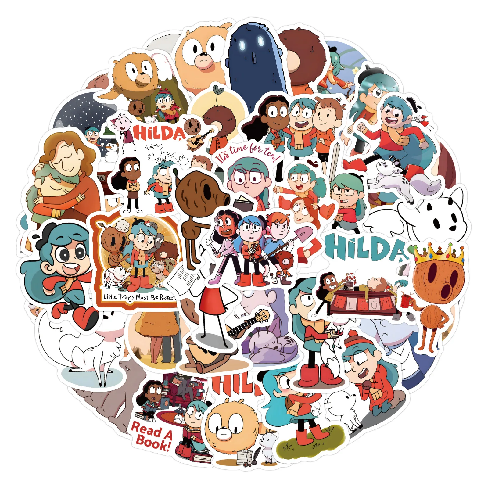 10/55PCS Hilda Stickers Funny Cartoon Stciekr DIY Adventure Comics Decals Luggage Laptop Phone Guitar Cup Skateboard Kids Toys