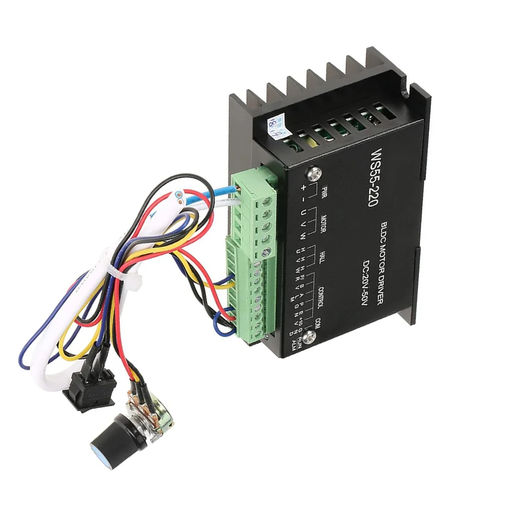 WS55-220 Brushless Motor Driver DC20-50V 12A 3 Phase For BLDC Motor Controller With Hall Sensor Support For Power Tools CNC