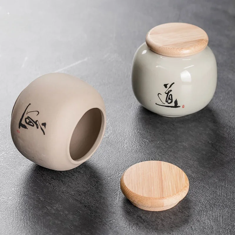1pc Portable ceramic small tea jar for household use Living room home decoration Candy box Sealed storage tank Lotion container