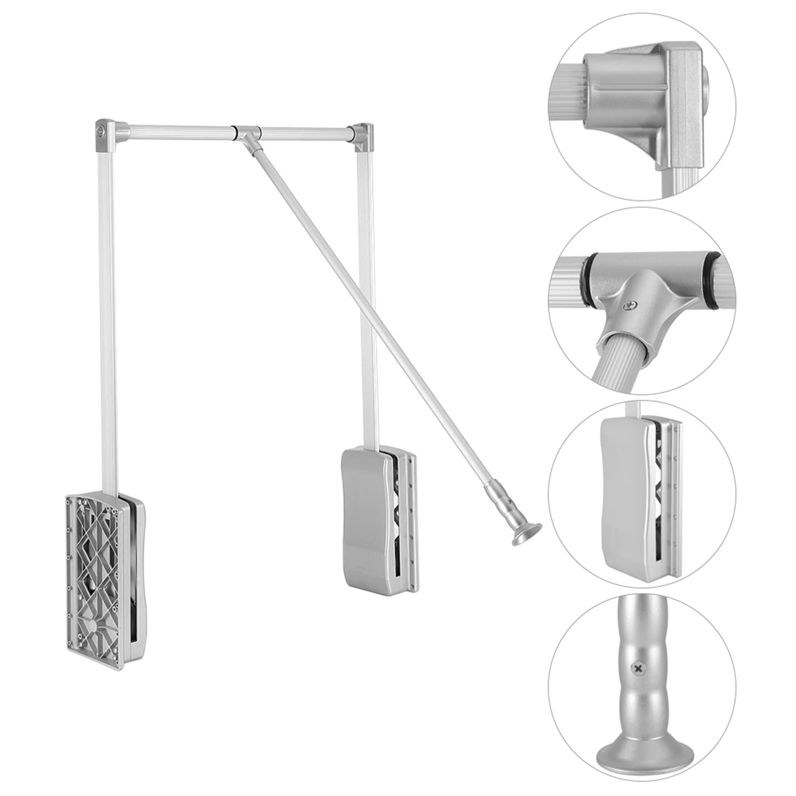 Lift/Pull Down Adjustable Width Wardrobe Clothes Hanging Rail Soft Return Space Saving Wardrobe Rail Soft Return Wardrobe Rail