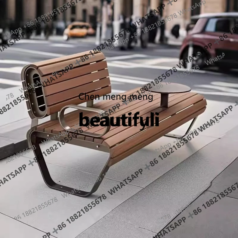 X Anticorrosive Wood Long Strip Outdoor Solid Wood Park Chair Outdoor Backrest Long Chair Courtyard Square Leisure