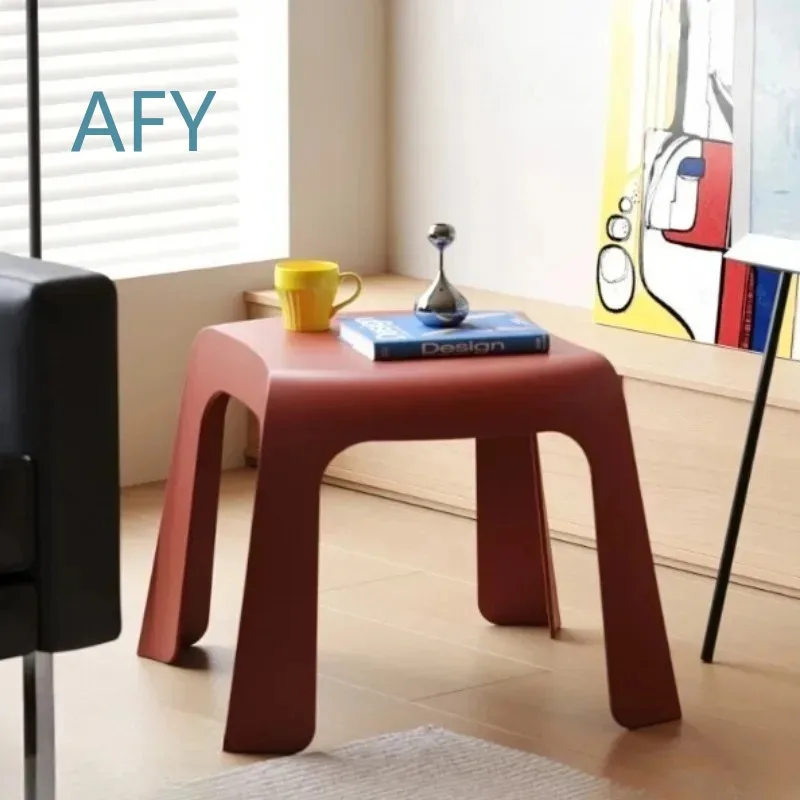 Scandinavian Poof Stool for Living Room Dopamine Color Stackable Plastic Ottoman Eco Friendly Thickened Mini Side Table Stool