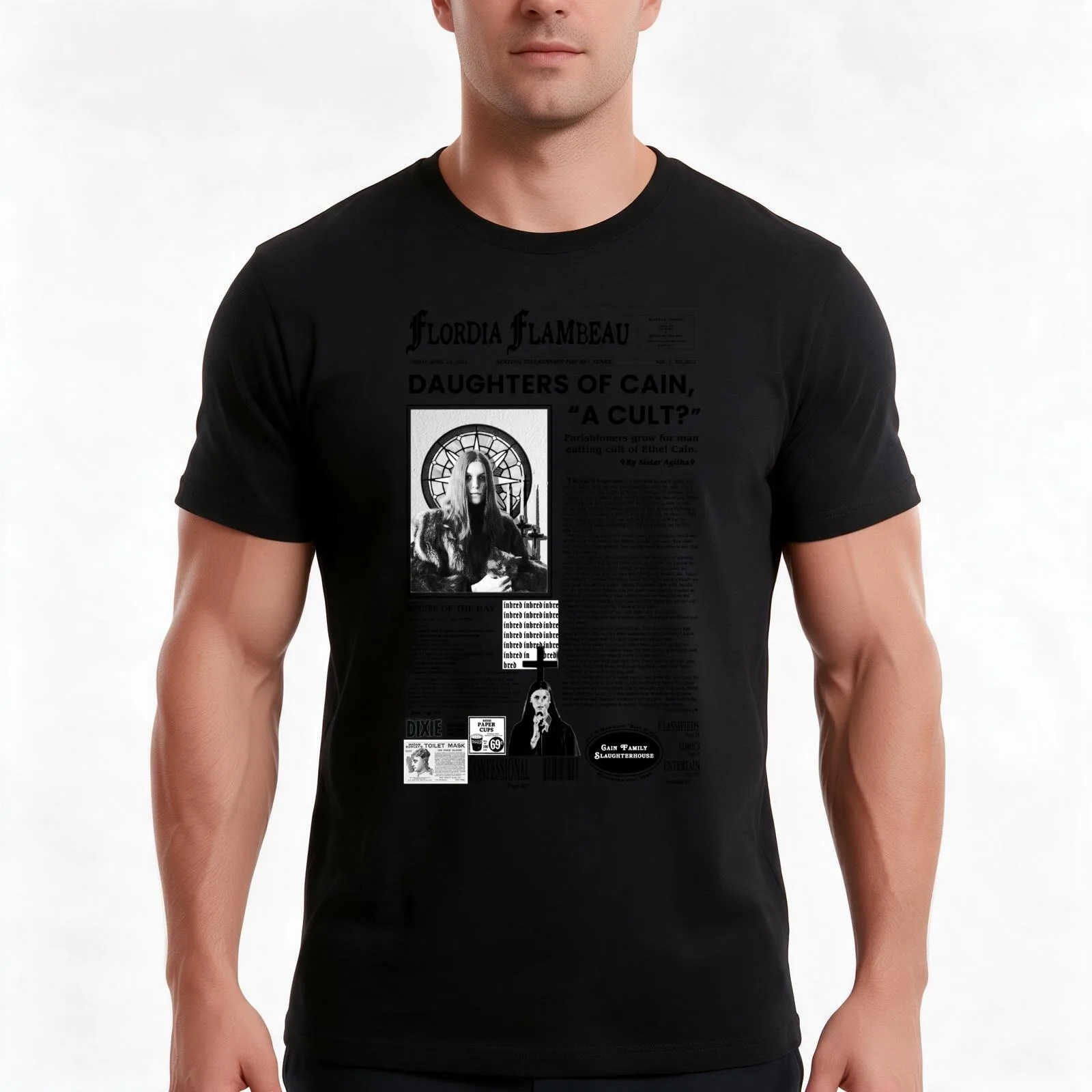 Ethel Cain News BOW T-Shirt, Summer Casual Cotton Tee, Oversized Streetwear Tops, Vintage Graphic Print, Loose Fit Short Sleeve
