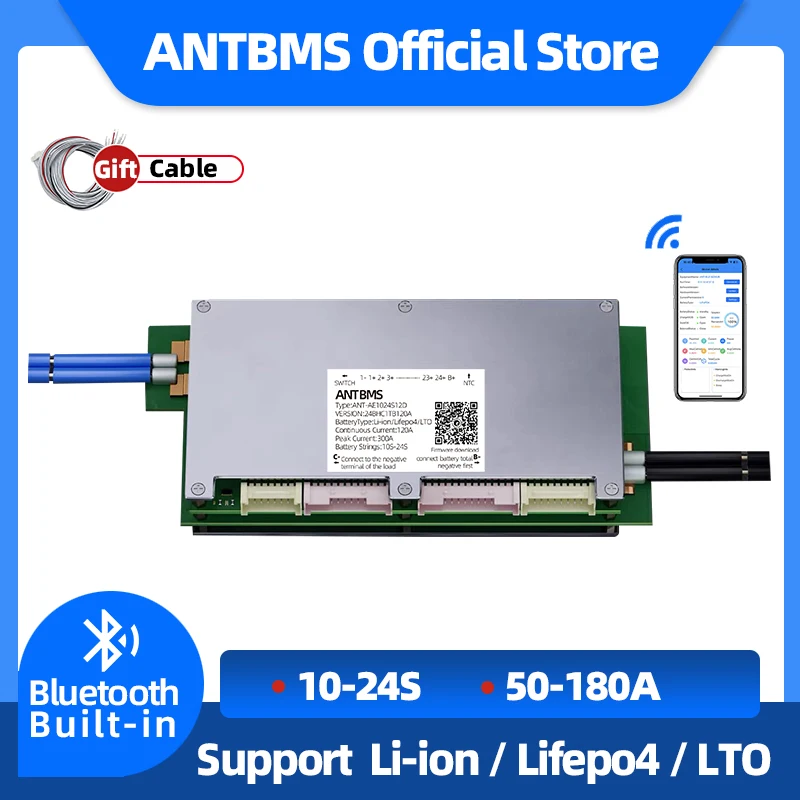 SMART ANT BMS 10S 12S 16S 20S 22S 24S Li-ion LiFePo4 LTO Battery 50A 120A 220A 550A Smart Balance 36V 48V 60V 72V 84Vbluetooth