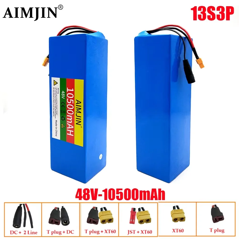 

13S3P 18650 Литий-ионный аккумулятор 10,5 Ач 48 В для электродвигателя электронного велосипеда 54,6 В 500 Вт с зарядным устройством BMS