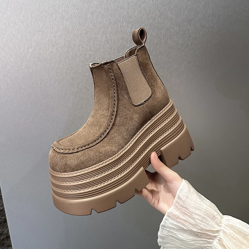 Suede Platform Women Punk Ankle Boots Fashion Casual Shoes Woman Trend Winter Designer Walking Cozy Warm Female Snow Botas Mujer