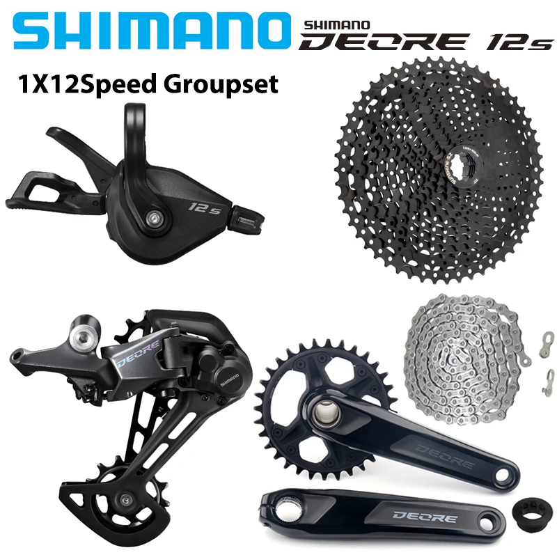 SHIMANO DEORE M6100 12S Derailleur Groupset 12 Speed Shift Lever 1X12S CN Chain RD CS SUNSHINE 52T HG Cassette CRANKSET