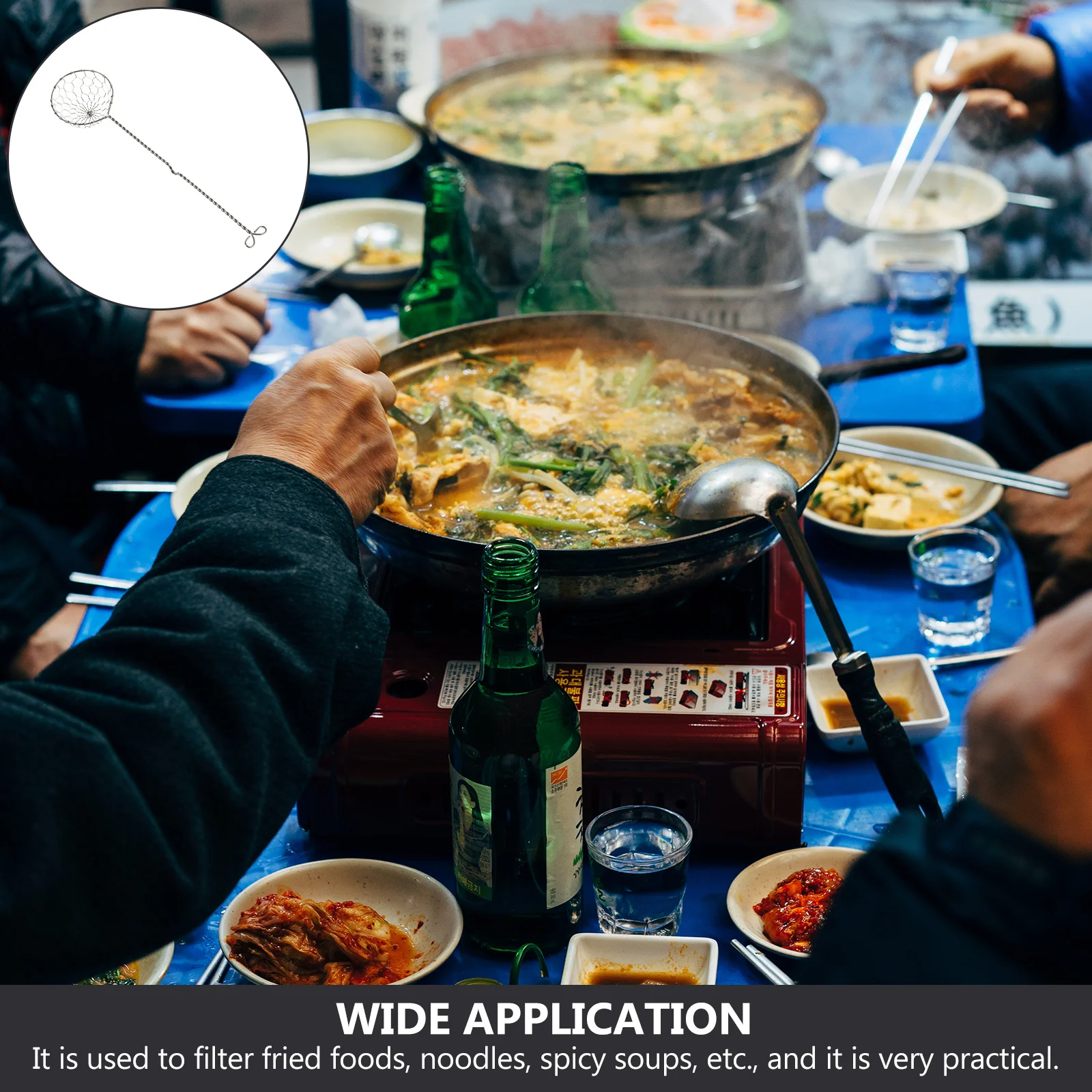 

2Pcs Stainless Steel Kitchen Colander Spoon Heat Resistant Filter Spoon for Frying Noodles Kitchen Gadget